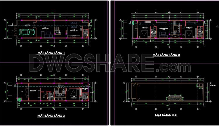 485. Download the architectural conceptual design drawings of a 3-story townhouse with an area of 5m x 19,5m (3)