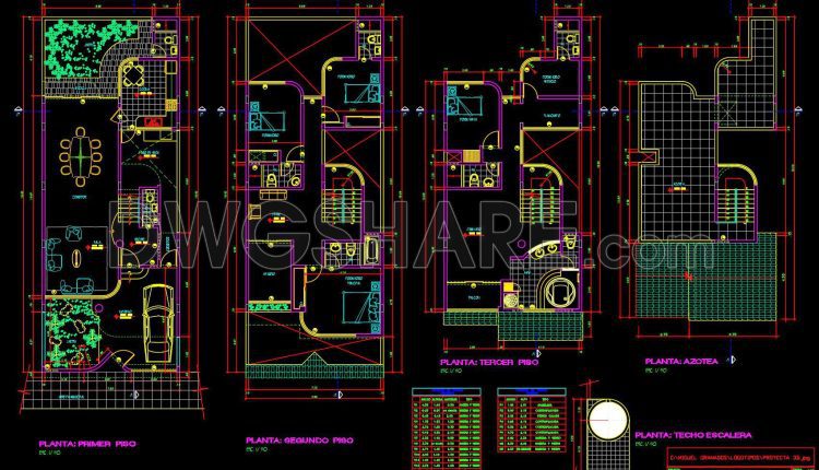 486. Download the 3-story residential architectural and structural plans (7.6m x 19.3m) (7)