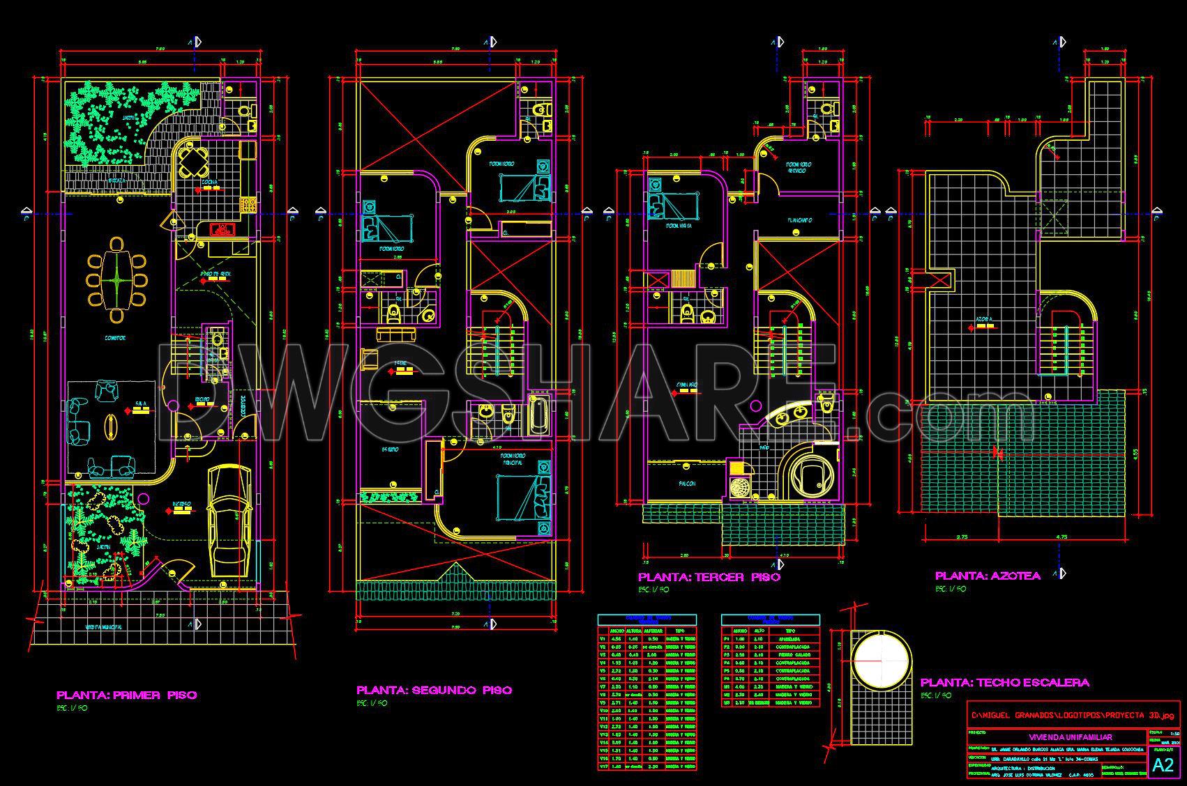 486. Download the 3-story residential architectural and structural plans (7.6m x 19.3m) (3)