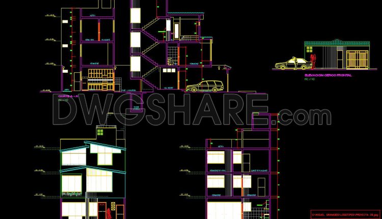 486. Download the 3-story residential architectural and structural plans (7.6m x 19.3m) (6)