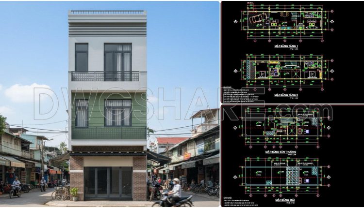 491. Free CAD Drawings of a 3-Storey House (5×20m) with 2 Bedrooms (6)
