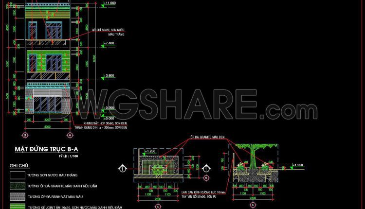 491. Free CAD Drawings of a 3-Storey House (5×20m) with 2 Bedrooms (3)