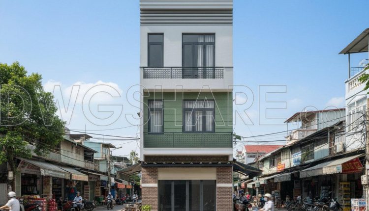 491. Free CAD Drawings of a 3-Storey House (5×20m) with 2 Bedrooms (1)