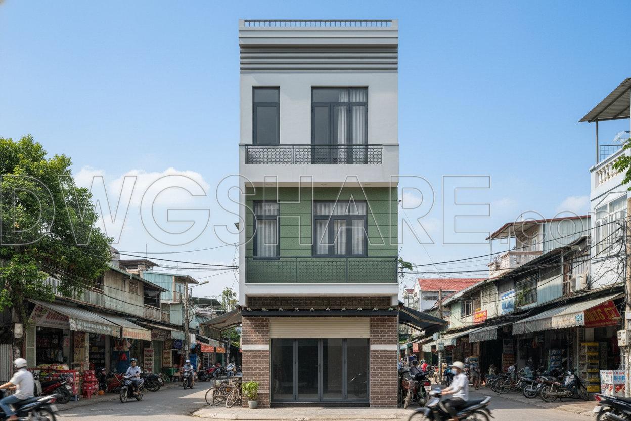 491. Free CAD Drawings of a 3-Storey House (5×20m) with 2 Bedrooms (6)