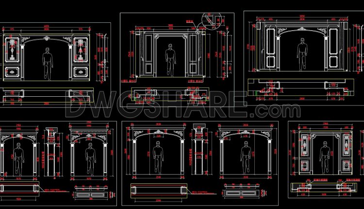 587. Free Download Classic Decorative Arch Door CAD Detail Drawing (DWG File) (1)