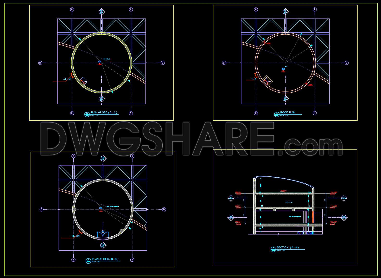 695. Free Download Overhead Water Tank Section CAD Drawings DWG (1)