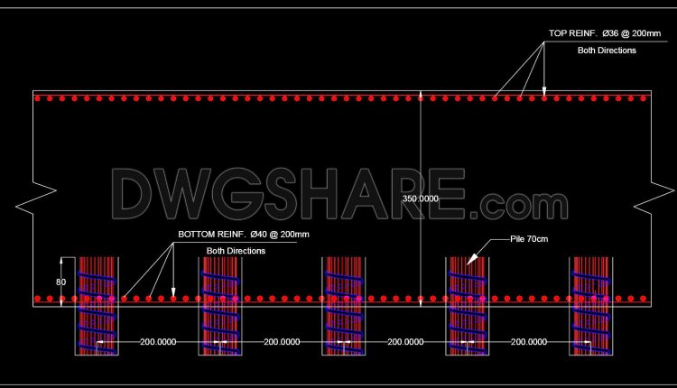 699. Free Download Pile and Raft Reinforcement CAD Drawing (1)