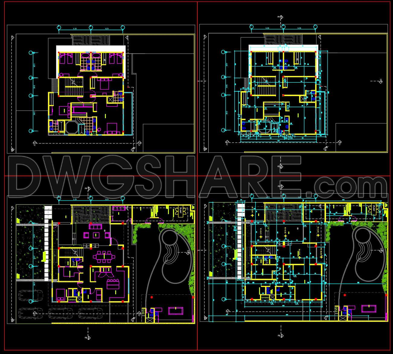 820. Download 6-bedroom Residential Design Cad Drawing (1)