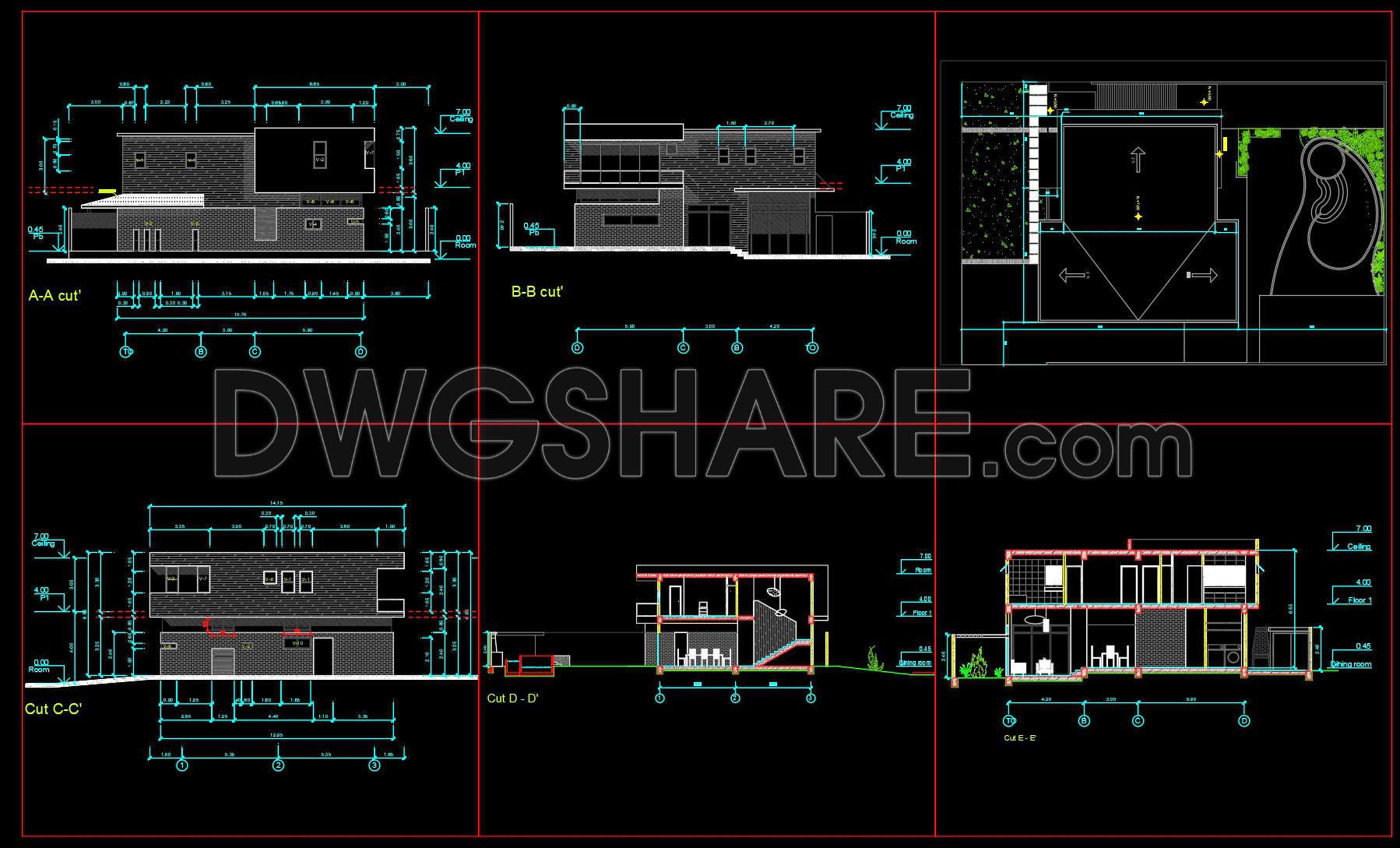 820. Download 6-bedroom Residential Design Cad Drawing (2)