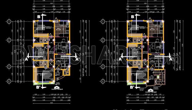 822. Free download 2-story house CAD drawing with 125sqm floor area (3)