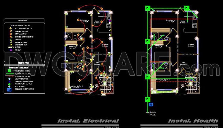 822. Free download 2-story house CAD drawing with 125sqm floor area (1)