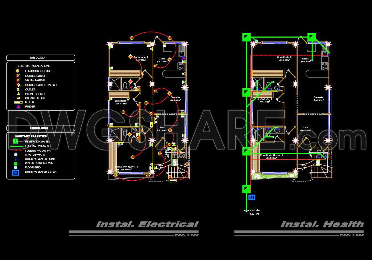 822. Free download 2-story house CAD drawing with 125sqm floor area (3)