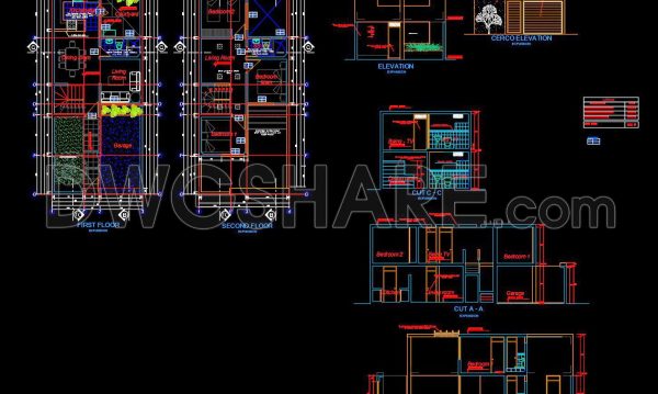 4 months ago
                

                
             438823. Free 2-story house floor plan CAD file with upstairs living room