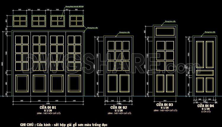 827. Free download CAD drawings of doors and windows for residential houses (2)