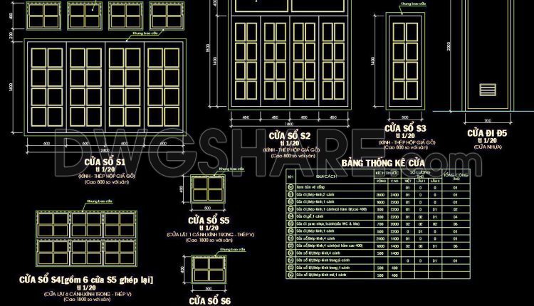 827. Free download CAD drawings of doors and windows for residential houses (1)