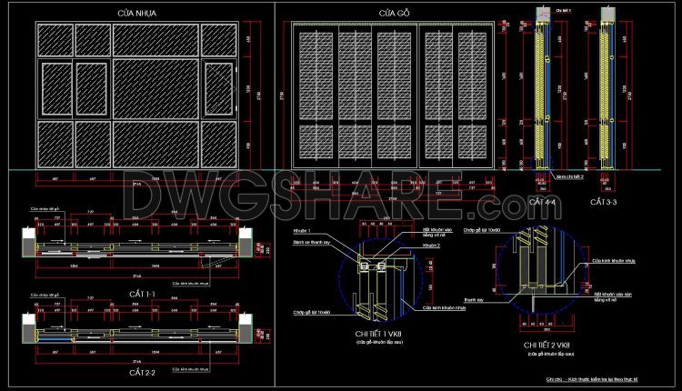 832. Free Download CAD Drawings of Sliding Doors (uPVC & Wooden) (1)