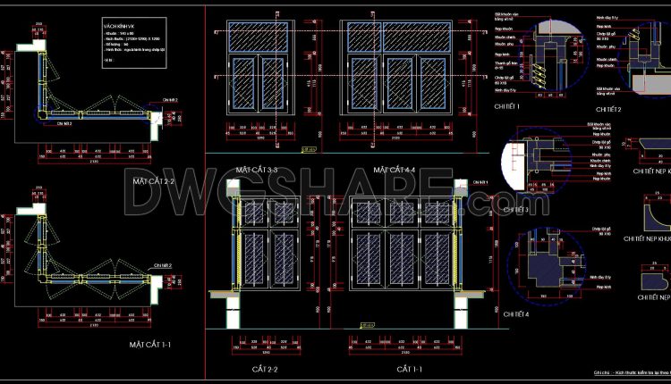 833. Free Download CAD Drawings of Corner Glass Partition (uPVC Frame) (1)