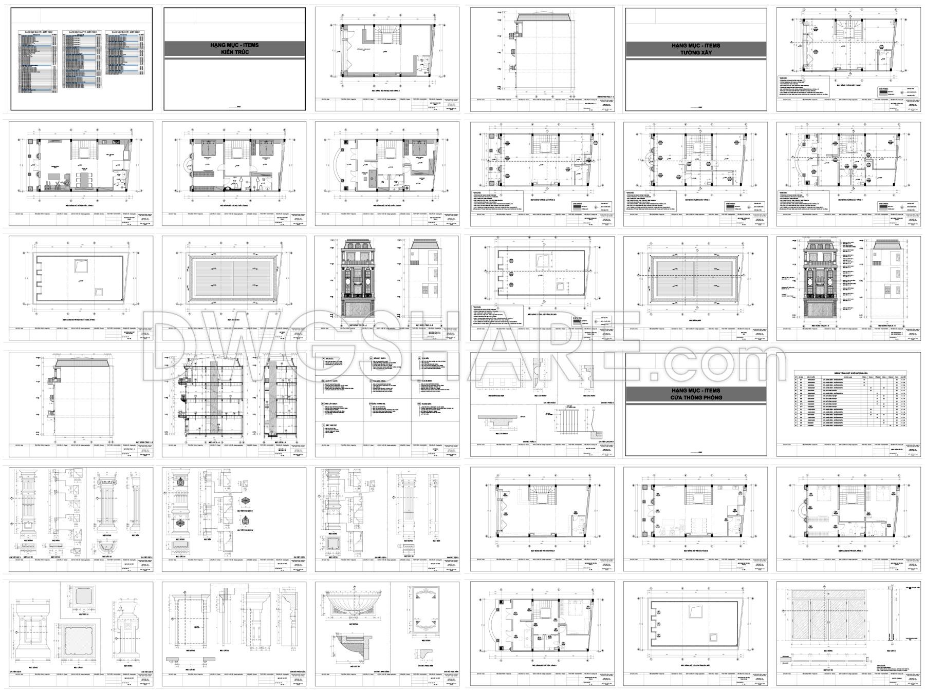 881. Download Classical 4-storey Residential Construction Drawings (355m2 Floor Area) (2)