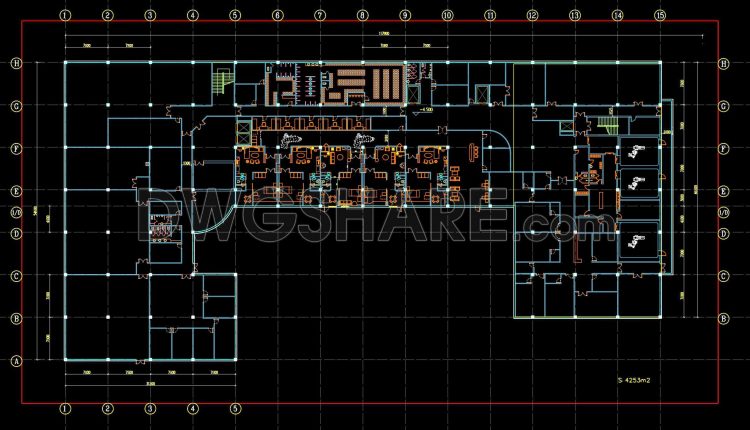 122. Free CAD Download Office Building Floor Plans with Workspace and Service Layouts (3)