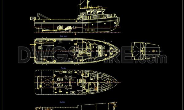 132. Free Tugboat Vessel CAD Plans and Drawings DWG