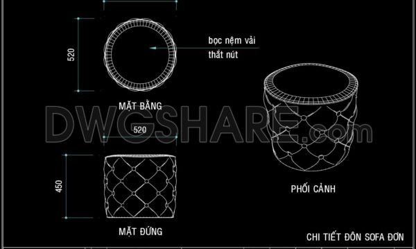 3 months ago
                

                
             122140. Detailed Tufted Ottoman Seat AutoCAD Drawing with Plan and Elevation Views