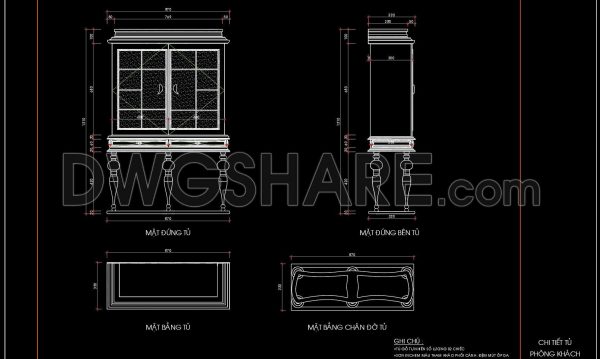 145. Wooden Display Cabinet Detail Drawing for Living Room in AutoCAD