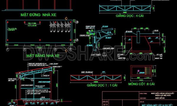 4 months ago 80816. Free CAD Parking Shed Drawing – Steel Structure Plan, Section & Details (DWG)