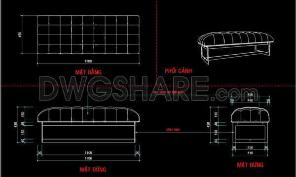 162. Dressing Room Bench CAD Details – Free Download
