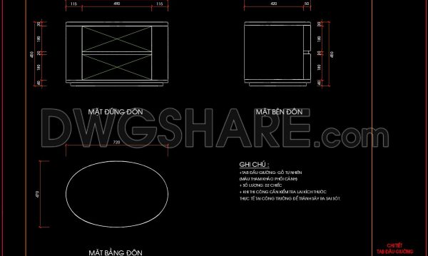 167. Free DWG File for Bedside Cabinet Design