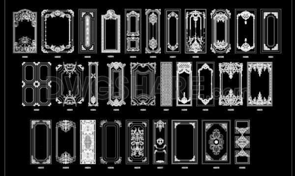171. Free CAD Blocks Download European & French Carved Wall Panel Molding