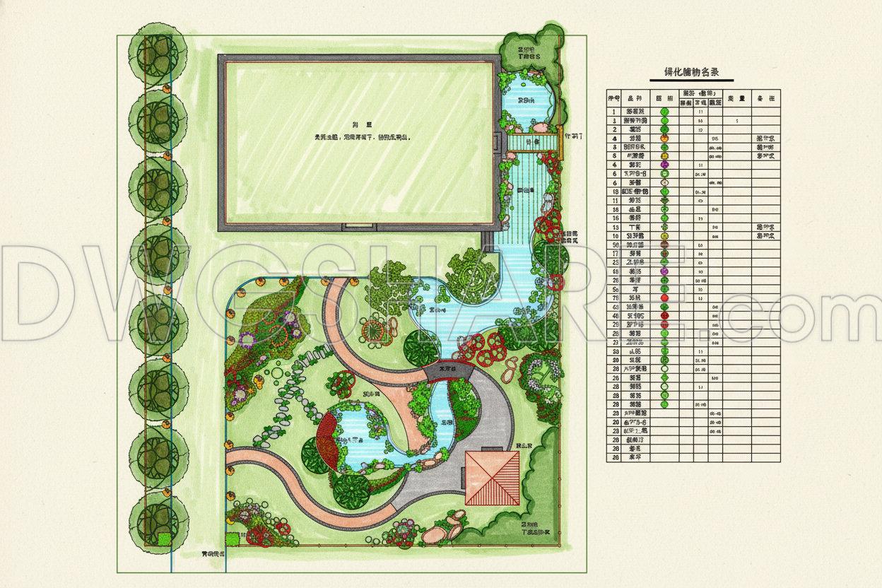 204. Download Free Site Plan 5 for Villa Courtyard Design (CAD DWG) (1)