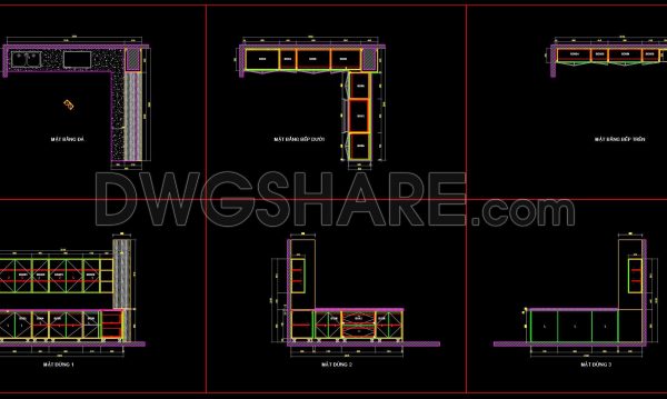 233. Download Free Detailed CAD Drawings of Home Kitchen Cabinets