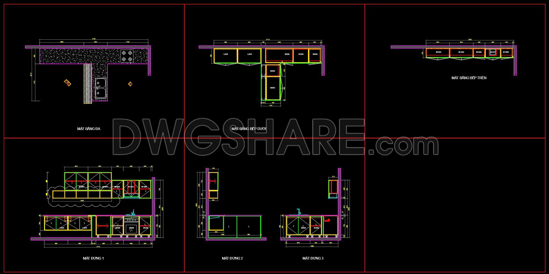 234. Free DWG Files of Modern Kitchen Cabinet Technical Details (1)