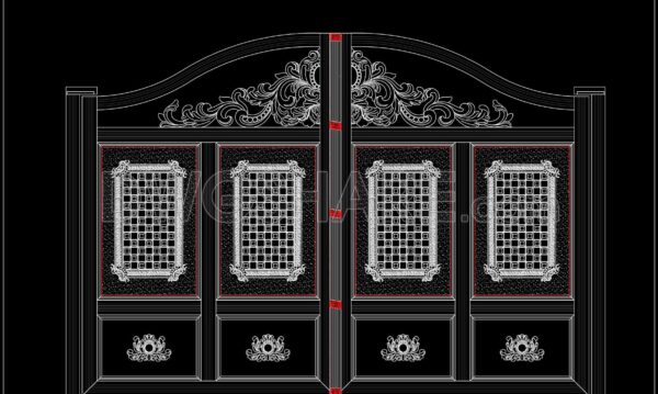 257. Download Free AutoCAD Drawings of Luxury Villa Gate with Traditional Carving Details
