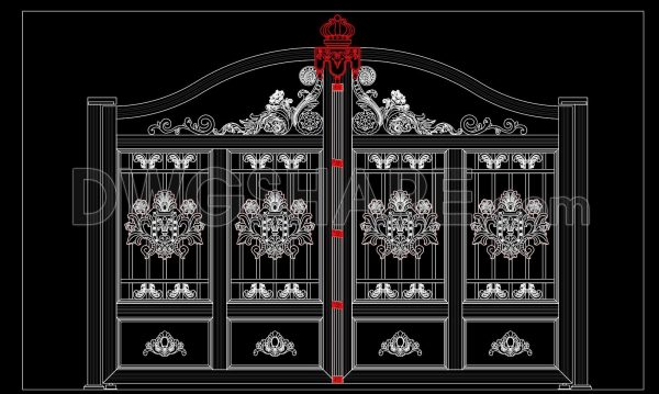 260. AutoCAD Drawing Free Download – Elegant Classic Villa Gate with Artistic Patterns
