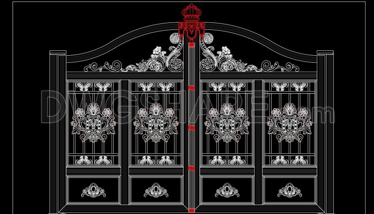260.-autocad-drawing-free-download-elegant-classic-villa-gate-with-artistic-patterns
