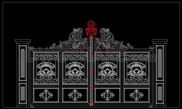 262. AutoCAD Drawing Free Download – Elegant Classic Villa Gate with Artistic Patterns
