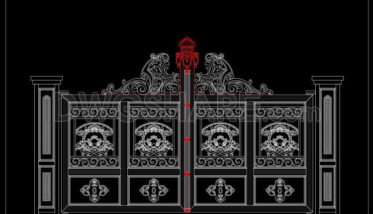 262.-autocad-drawing-free-download-elegant-classic-villa-gate-with-artistic-patterns