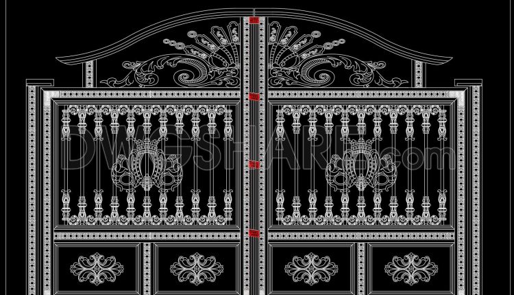 267.-autocad-drawing-free-download-elegant-classic-villa-gate-with-artistic-patterns