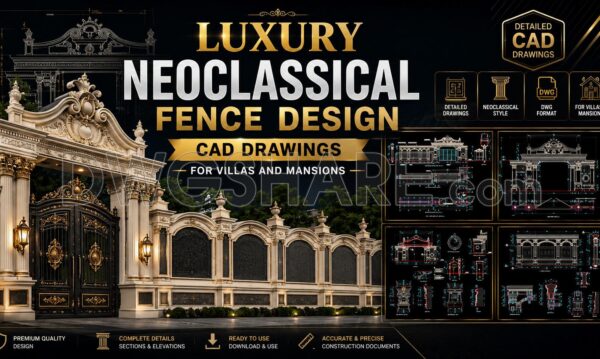 308. Luxury Neoclassical Fence Design CAD Drawings for Villas and Mansions