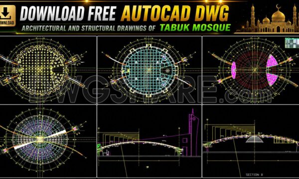 36. Download free AutoCAD DWG architectural and structural drawings of Tabuk Mosque