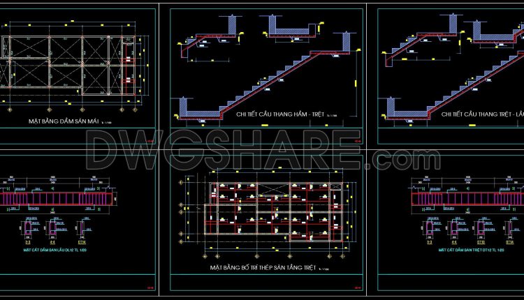 407. Free Download of Structural CAD Drawings for 10m x 21.9m Reinforced Concrete Townhouse (3)