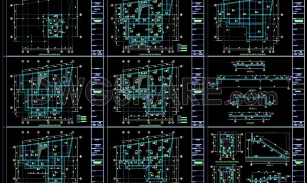 410. Free Download of Structural CAD Drawings for 10m x 13m Reinforced Concrete Townhouse