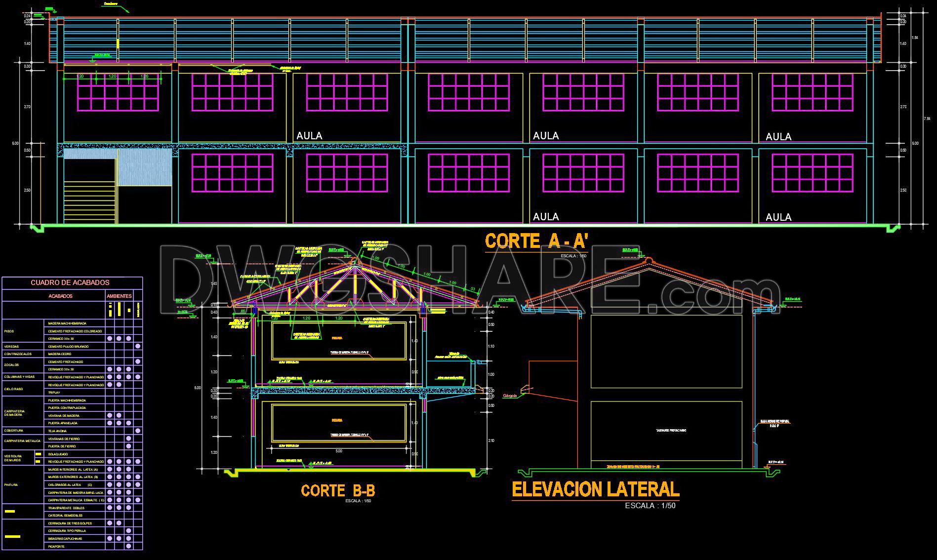 42. Free Download CAD Drawings of Classrooms in Huancayo School (2)
