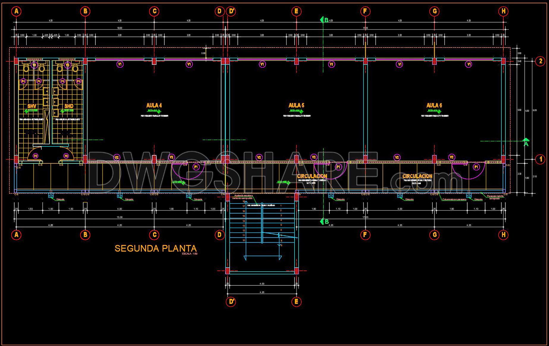 42. Free Download CAD Drawings of Classrooms in Huancayo School (3)