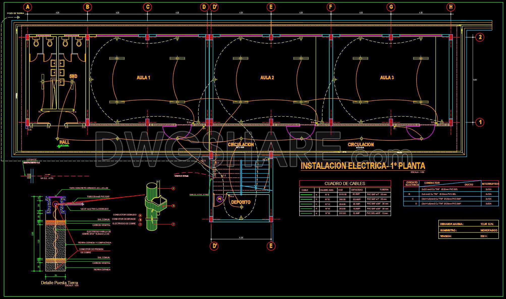 42. Free Download CAD Drawings of Classrooms in Huancayo School (5)