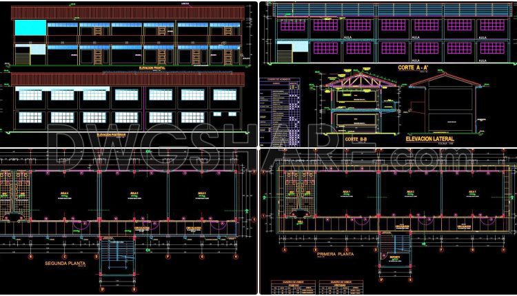 42. Free Download Cad Drawings Of Classrooms In Huancayo School