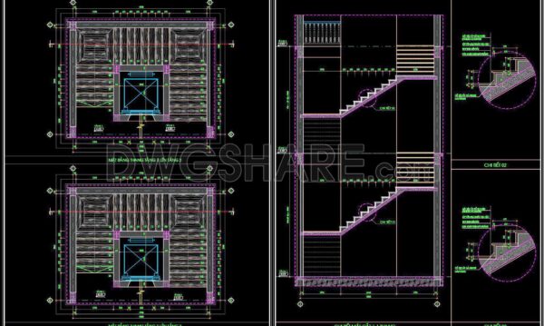 426. Detailed Staircase CAD Plans for Townhouses – Free Download Now
