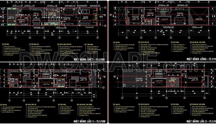 439. Download Cad Design Drawings For A 4-story House With Dimensions 5m x 25m (4)