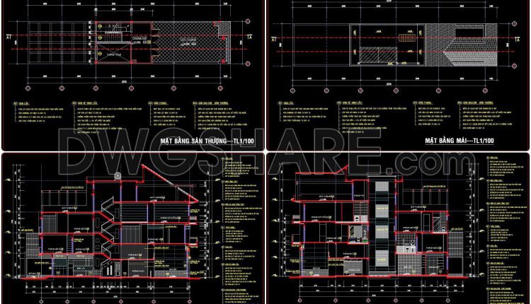 439. Download Cad Design Drawings For A 4-story House With Dimensions 5m x 25m (3)